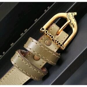 Vintage Jordache Skinny Leather Belt AVOCADO GREEN NEW WAVE chic Waist 25 Small